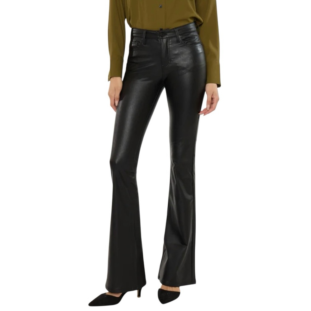 KanCan Black Faux Leather Flare Pants Women’s Size 8/29 Edgy Biker Boho